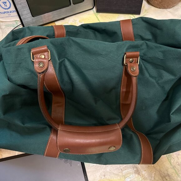 Polo Ralph Lauren Fragrances Green Brown Duffel Travel Bag Luggage Canvas - Picture 2 of 5